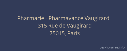 Pharmacie - Pharmavance Vaugirard