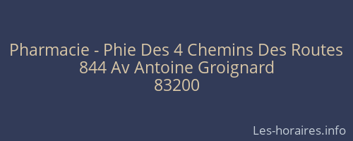 Pharmacie - Phie Des 4 Chemins Des Routes