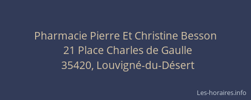 Pharmacie Pierre Et Christine Besson