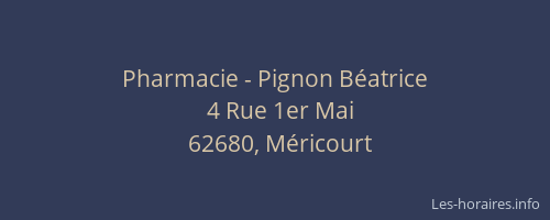 Pharmacie - Pignon B&eacute;atrice
