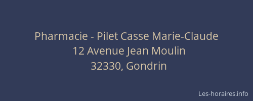 Pharmacie - Pilet Casse Marie-Claude
