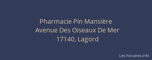 Pharmacie Pin Mansière