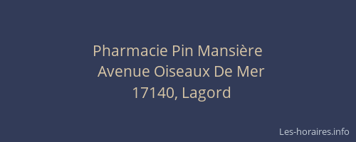Pharmacie Pin Mansière