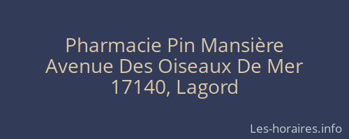 Pharmacie Pin Mansière