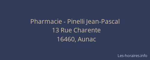 Pharmacie - Pinelli Jean-Pascal