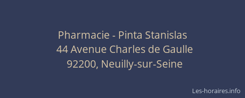 Pharmacie - Pinta Stanislas