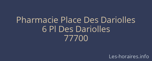 Pharmacie Place Des Dariolles