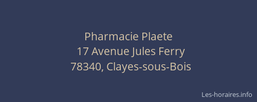 Pharmacie Plaete