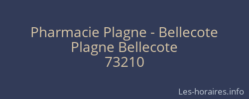 Pharmacie Plagne - Bellecote