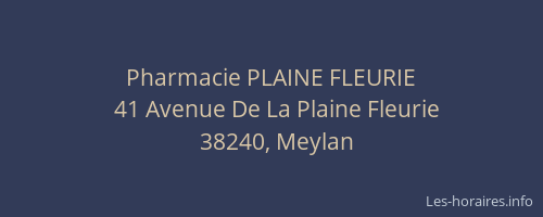 Pharmacie PLAINE FLEURIE
