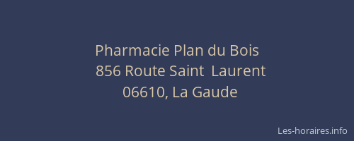 Pharmacie Plan du Bois