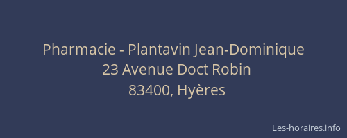 Pharmacie - Plantavin Jean-Dominique