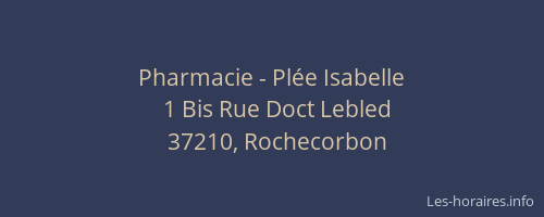 Pharmacie - Plée Isabelle