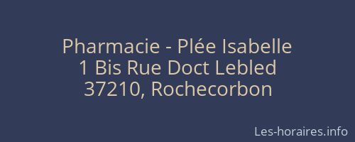 Pharmacie - Plée Isabelle