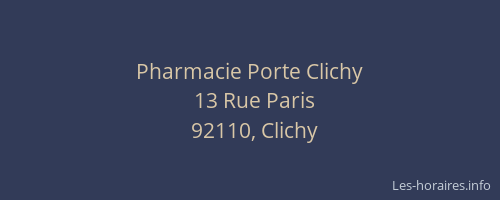 Pharmacie Porte Clichy