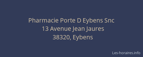 Pharmacie Porte D Eybens Snc