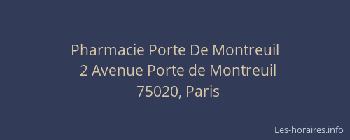 Pharmacie Porte De Montreuil