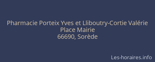 Pharmacie Porteix Yves et Lliboutry-Cortie Valérie