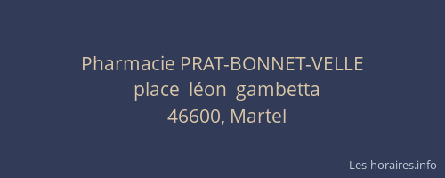 Pharmacie PRAT-BONNET-VELLE