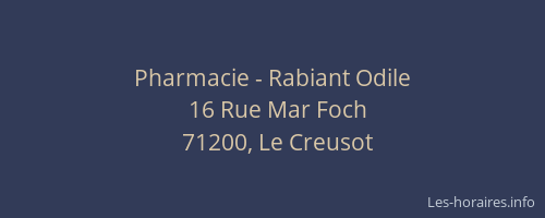 Pharmacie - Rabiant Odile