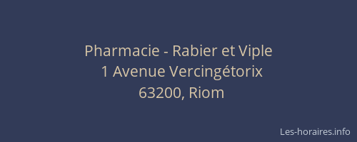 Pharmacie - Rabier et Viple