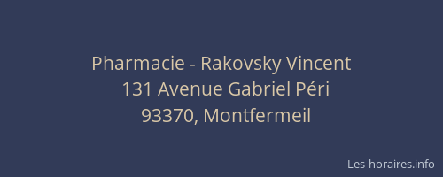 Pharmacie - Rakovsky Vincent