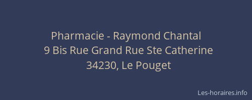 Pharmacie - Raymond Chantal