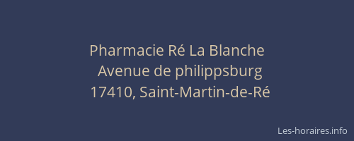 Pharmacie Ré La Blanche