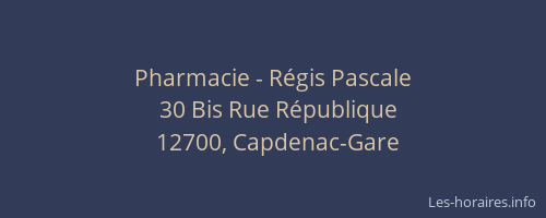 Pharmacie - Régis Pascale