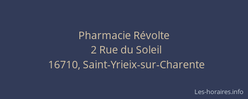 Pharmacie R&eacute;volte