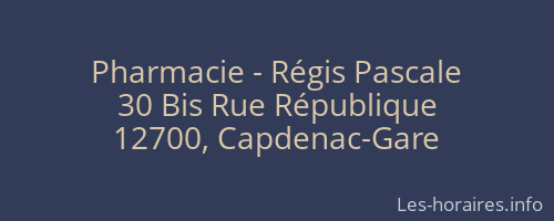 Pharmacie - Régis Pascale