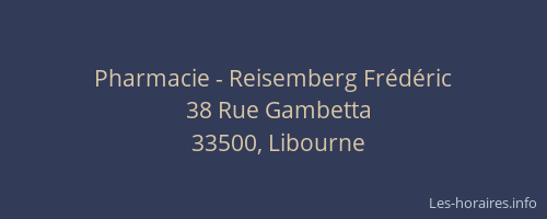 Pharmacie - Reisemberg Frédéric