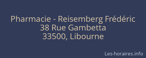 Pharmacie - Reisemberg Frédéric