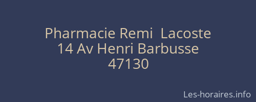 Pharmacie Remi  Lacoste
