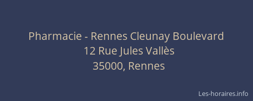 Pharmacie - Rennes Cleunay Boulevard