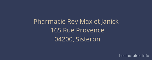 Pharmacie Rey Max et Janick