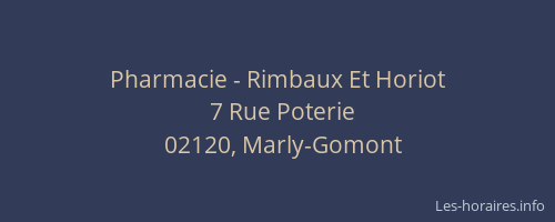 Pharmacie - Rimbaux Et Horiot