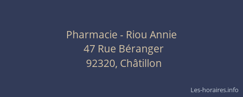 Pharmacie - Riou Annie