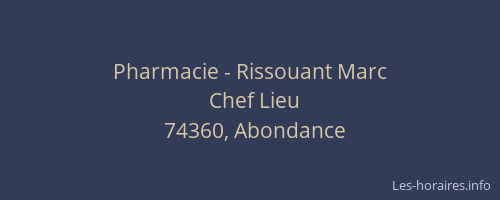 Pharmacie - Rissouant Marc