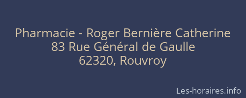 Pharmacie - Roger Bernière Catherine