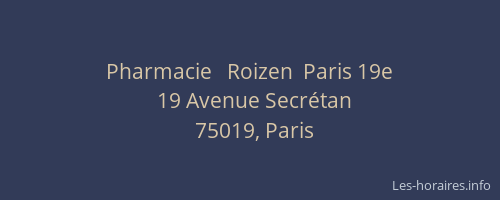 Pharmacie   Roizen  Paris 19e