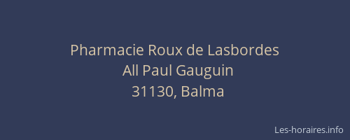 Pharmacie Roux de Lasbordes