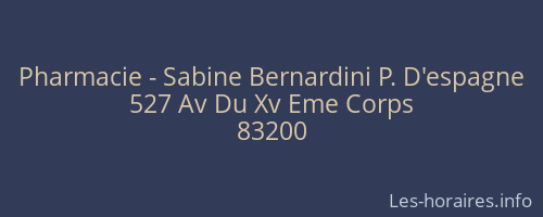 Pharmacie - Sabine Bernardini P. D'espagne