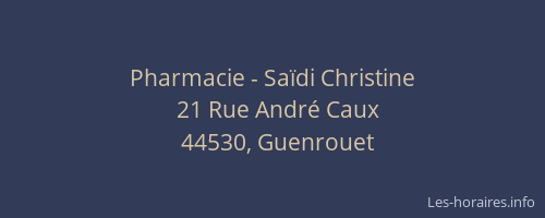 Pharmacie - Saïdi Christine