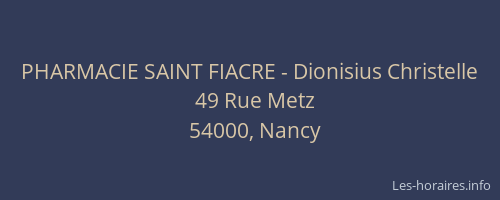 PHARMACIE SAINT FIACRE - Dionisius Christelle
