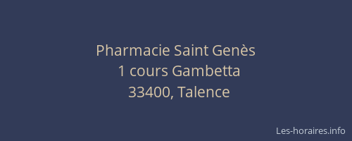 Pharmacie Saint Genès