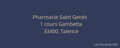 Pharmacie Saint Gen&egrave;s