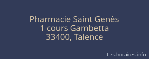 Pharmacie Saint Genès