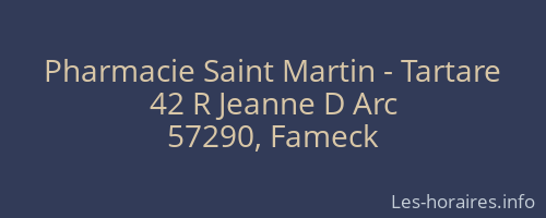 Pharmacie Saint Martin - Tartare