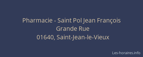 Pharmacie - Saint Pol Jean François